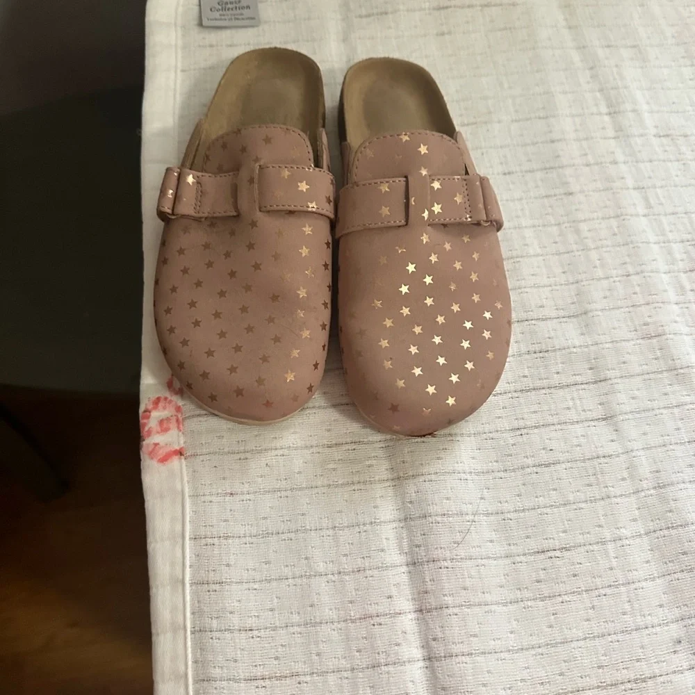 Cat & Jack Girls Pink Perry Slip-On Clogs Shoes Glitter Stars Size 2